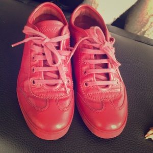 Size 5 Red Leather Gucci Gym Shoes